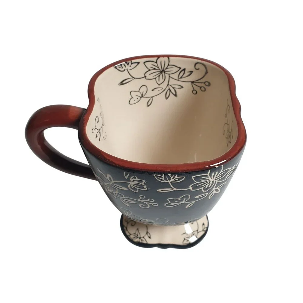 Temptations Tara Floral Lace Black Footed Mug Replacements Collection Coffee Tea